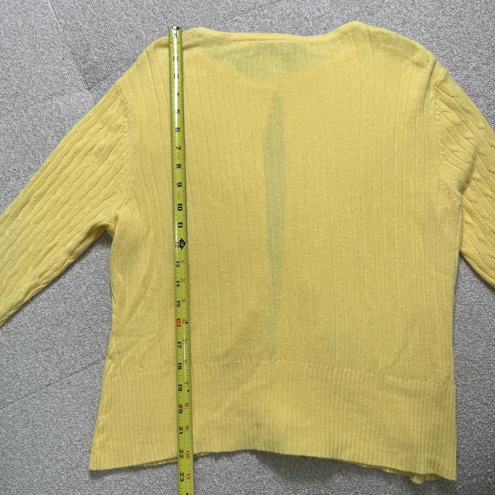 Vintage Heirloom Collectibles Yellow Cable Knit Cardigan Sweater Women’s L - Picture 7 of 8